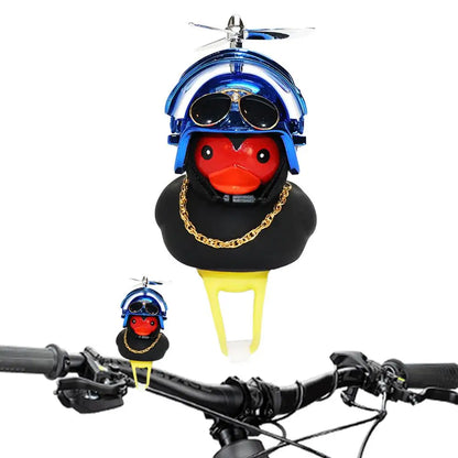 Black and Red Rubber Duck with Helmet