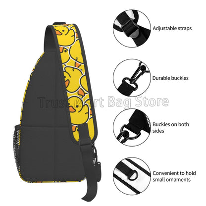 Funny Duck Sling Bag Crossbody Backpack Hiking Travel Daypack Chest Bag Lightweight Shoulder Bag for Men Women