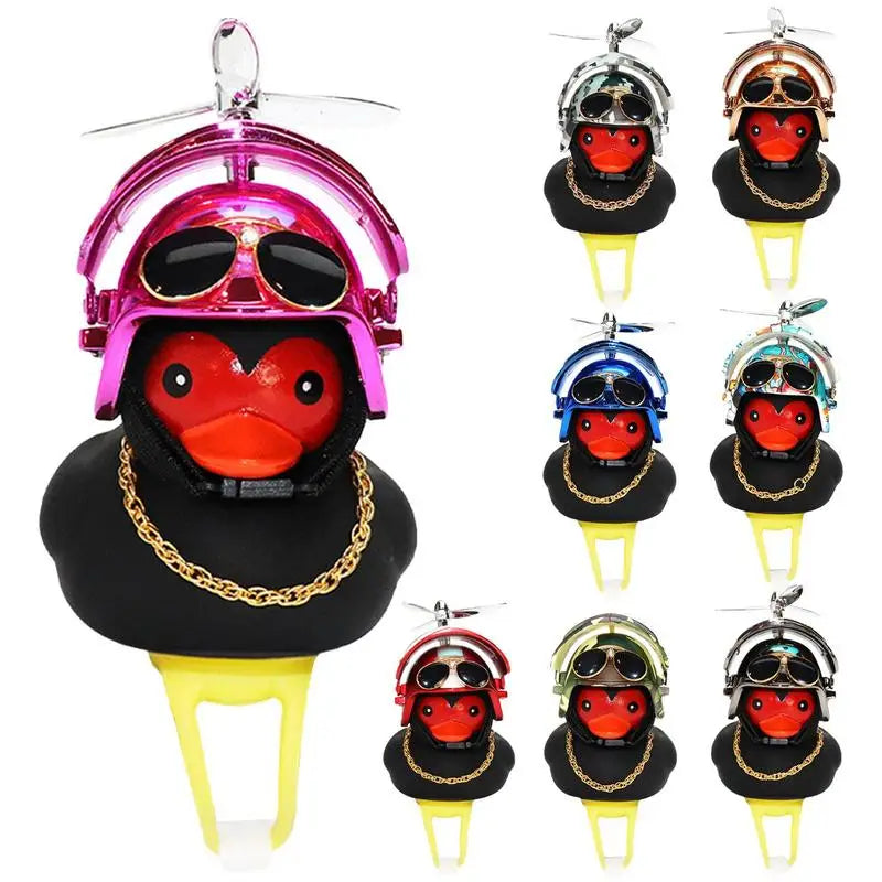 Black and Red Rubber Duck with Helmet